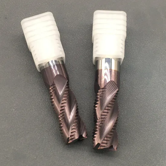 Grewin High Performance Tungsten Carbide Machine 4 Flutes Rough End Mills Dark-Purple Coated